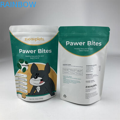 Sacchi di carta risigillabili su misura riciclati di Brown Kraft dell'alimento per animali domestici dei sacchetti del supporto su