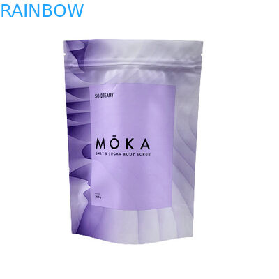 Logo personalizzato stampato stand up busta a chiusura lampo sale marino / sapone liquido / confezione scrub per il corpo