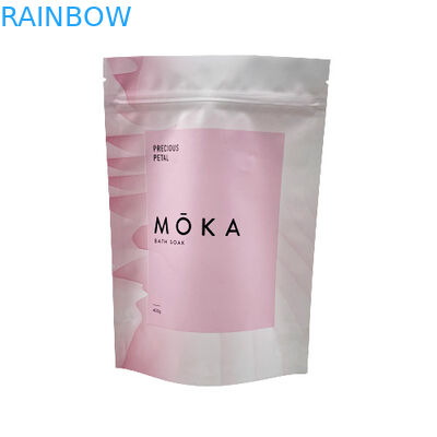 Logo personalizzato stampato stand up busta a chiusura lampo sale marino / sapone liquido / confezione scrub per il corpo