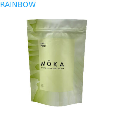 Logo personalizzato stampato stand up busta a chiusura lampo sale marino / sapone liquido / confezione scrub per il corpo