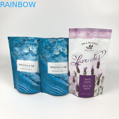 I sacchetti imballati riutilizzabili stampati per il bagno si inzuppano stanno sulla chiusura lampo di alluminio Matte Blue Mylar