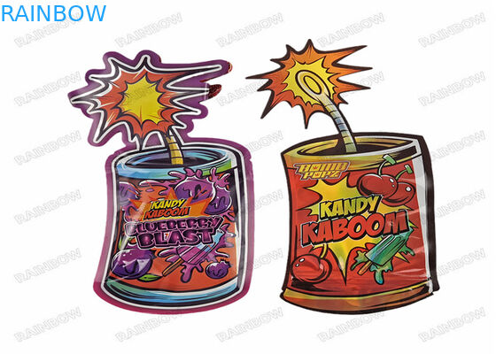 Il design a prova di bambino in plastica stampato personalizzato Stand Up Holographic 3.5g Borse in Mylar fustellate con cerniera a forma speciale irregolare