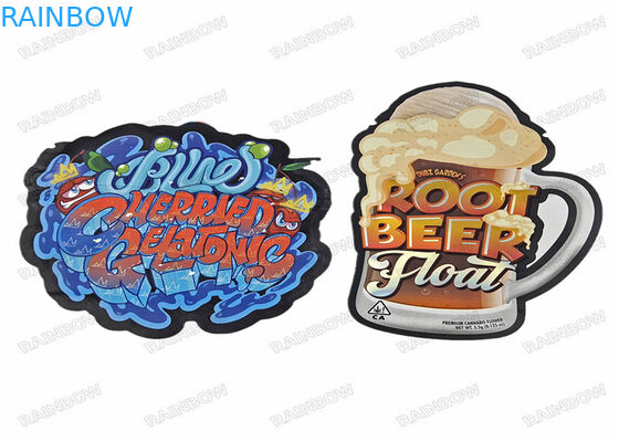 Il design a prova di bambino in plastica stampato personalizzato Stand Up Holographic 3.5g Borse in Mylar fustellate con cerniera a forma speciale irregolare