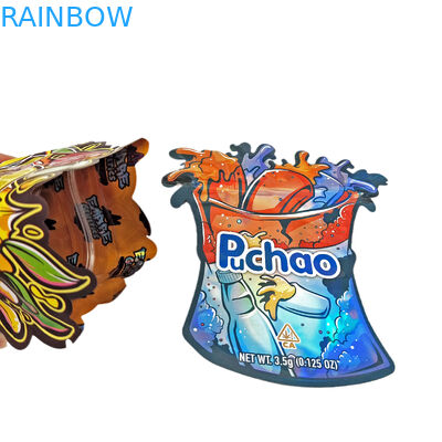 Custom Design 3.5g 7g 14g 28g Borse fustellate Ziplock Special Shaped Childproof Custom Shape Mylar Snack Bag Packaging