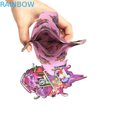 Custom Design 3.5g 7g 14g 28g Borse fustellate Ziplock Special Shaped Childproof Custom Shape Mylar Snack Bag Packaging