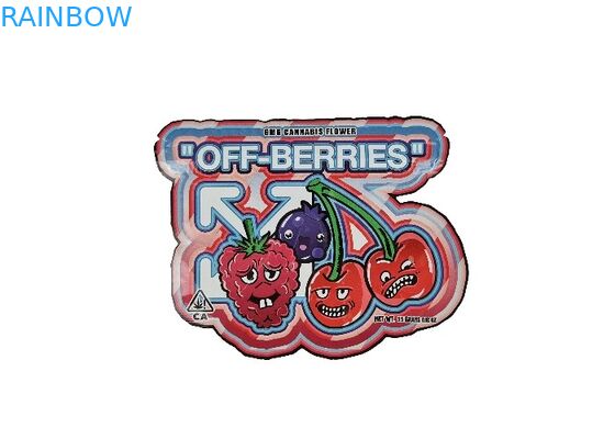 La chiusura lampo innocua per i bambini di plastica di Mylar dell'ologramma 3.5g insacca lo speciale irregolare tagliato a forma di