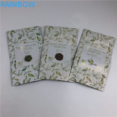 Borse di stampa digitale personalizzate Logo in oro metallico Borse da tè stand up