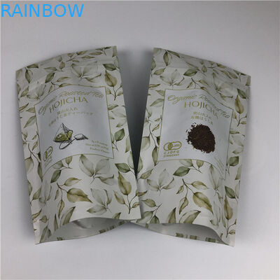 Borse di stampa digitale personalizzate Logo in oro metallico Borse da tè stand up