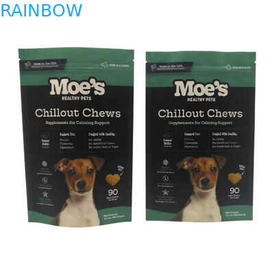 Sacchetto di pasto per animali da compagnia con cerniera in colori CMYK per la conservazione di alimenti per animali da compagnia a lunga durata