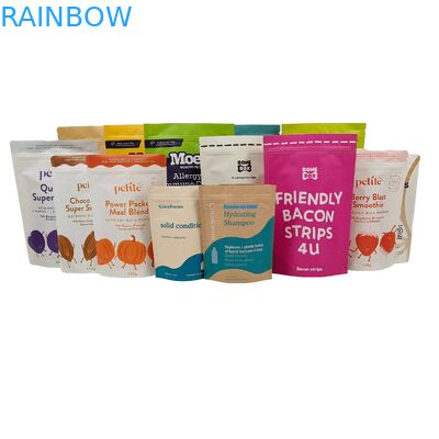 Logo personalizzato stampato biodegradabile 100% confezione in sacchetto riutilizzabile sacchetti di plastica in piedi con ziplock