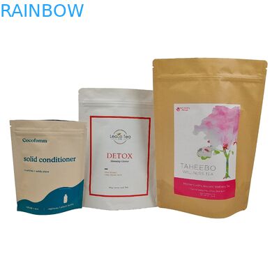 Biodegradabile Doypack riciclabile Custom Stand Up Bag Con Zip Lock Sacchetti di carta Kraft Sacchetti di imballaggio commestibili