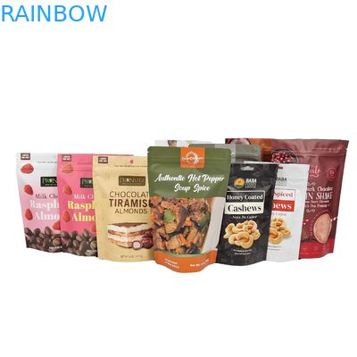 Logo all'ingrosso personalizzato con carta stampata di qualità alimentare confezionamento di cioccolato snack zipper stand up sacchetto di plastica