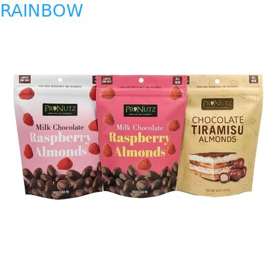 Matt Custom Logo stampato Stand Up Bag Aluminum Foil Chocolate Food Packaging Stand Up Zipper Bag