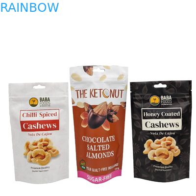 Custom Stand Up Zipper Cashew Nuts Busta alimentare al cioccolato Fogli di alluminio Busta di imballaggio Zip Lock