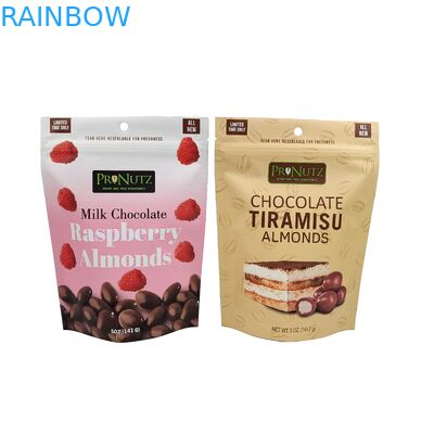 Custom Stand Up Zipper Cashew Nuts Busta alimentare al cioccolato Fogli di alluminio Busta di imballaggio Zip Lock