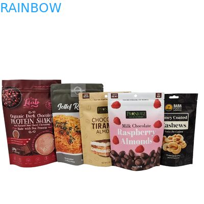 Borsa di plastica ri-chiudibile per cioccolato Borsa di fagioli di alluminio Fogli di alluminio Stand Up Borsa Snack Cashew Zipper Bag
