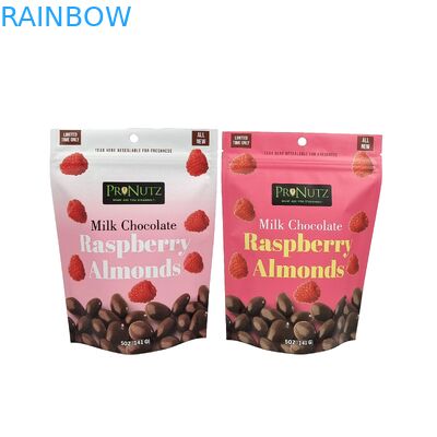 Imballaggio alimentare in plastica in foglio di alluminio Imballaggio per snack ri-chiudibile a misura Imballaggio stand up con cerniera