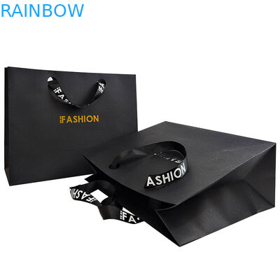 Logo di marca personalizzato con carta nera di lusso confezioni per abbigliamento regalo borsa da shopping confezioni di carta