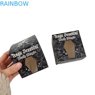 Scatola di carta nera quadrata su misura di alta qualità con vetrina frontale vuota speciale Imballaggio alimentare Scatola regalo in cartone bianco