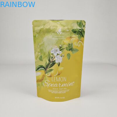Stampa su misura Matte Yellow Stand Up Bag Aluminum Foil Mylar Bag Tea Food Packaging Sacchetti di plastica con ziplock