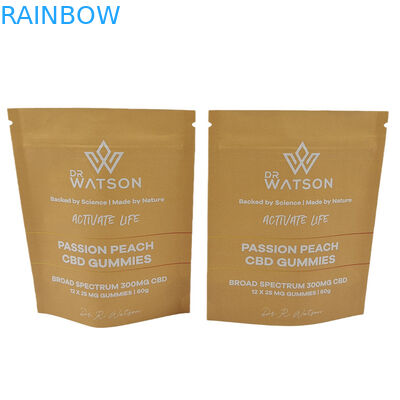 Hot Sale Disegno su misura stampato Biodegradabile Stand Up Kraft Paper Bag Eco Friendly Gummie Candy Packaging