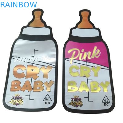 Borsa per bambini stampata su misura con ziplock olografico a taglio a stampo a stampo Mylar 3.5g forma speciale Borsa di imballaggio commestibile gommosa