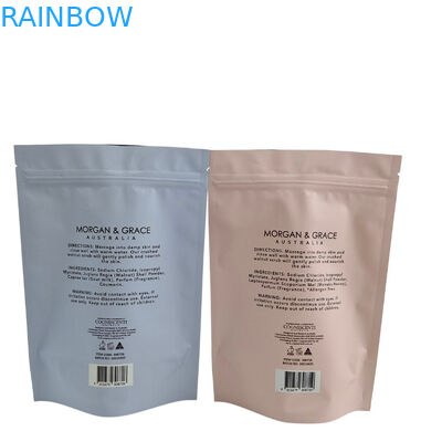 Chiusura a cerniera riciclabile Borsa in posizione eretta Fogli di alluminio Pulito per il corpo Goditi il bagno Spa Immersione sale marino imballaggio in plastica biodegradabile