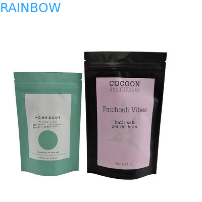 Chiusura a cerniera riciclabile Borsa in posizione eretta Fogli di alluminio Pulito per il corpo Goditi il bagno Spa Immersione sale marino imballaggio in plastica biodegradabile