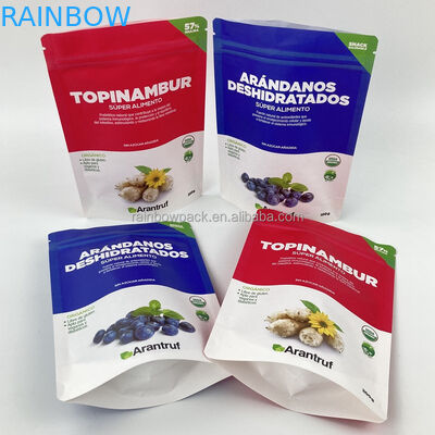 Stampa digitale riutilizzabile biodegradabile Eco-friendly Stand Up Bag White Kraft Paper Zip Lock Zipper Bag