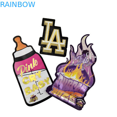 3.5g imballaggio personalizzato e stampa del logo speciale unico a forma interna stampato olografico a stampa stampata sacchetto Mylar