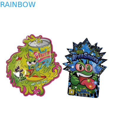 3.5g imballaggio personalizzato e stampa del logo speciale unico a forma interna stampato olografico a stampa stampata sacchetto Mylar