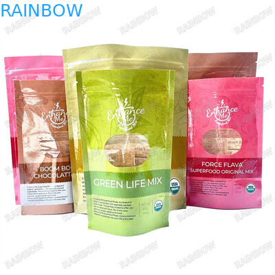 Stampa su misura Acqua resistente sacchetto Mylar colorato lucido Biodegradabile sacchetto alimentare sigillata zipper Stand Up sacchetto con lacrima non