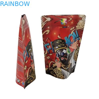 Sacchetto di plastica di qualità alimentare con confezione a gomma con finestrino anteriore trasparente, chiusura quadrata, ziplock, fondo piatto, sacchetto Mylar