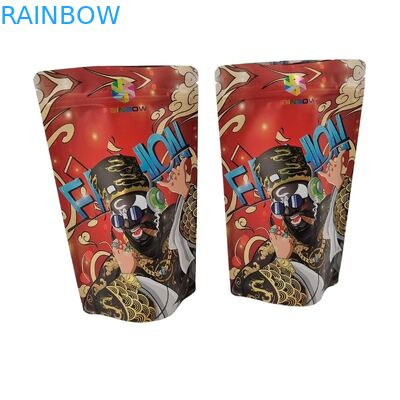 Sacchetto di plastica di qualità alimentare con confezione a gomma con finestrino anteriore trasparente, chiusura quadrata, ziplock, fondo piatto, sacchetto Mylar