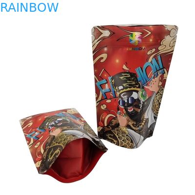 Sacchetto di plastica di qualità alimentare con confezione a gomma con finestrino anteriore trasparente, chiusura quadrata, ziplock, fondo piatto, sacchetto Mylar