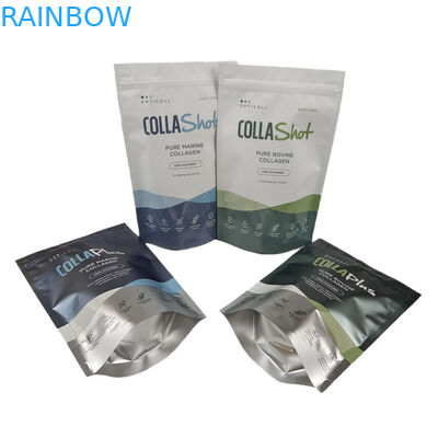 Logo personalizzato Sacchetti Mylar Stand Up con foglio di alluminio UV spot Sacchetti Mylar resealable per polvere proteica