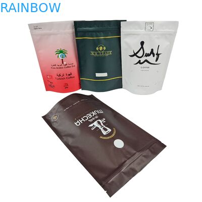 Logo stampato borse a cerniera riutilizzabili customizzate stand up Food Grade Coffee Bean Aluminum Foil Plastic Bag