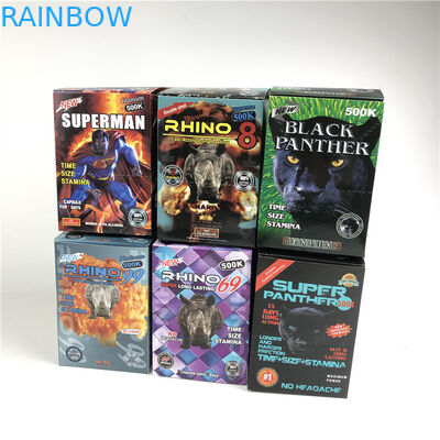 Bottiglie di medicina di plastica vuote Male Enhancement Rhino 99 Pillole Blister Card Con Scatola Espositiva