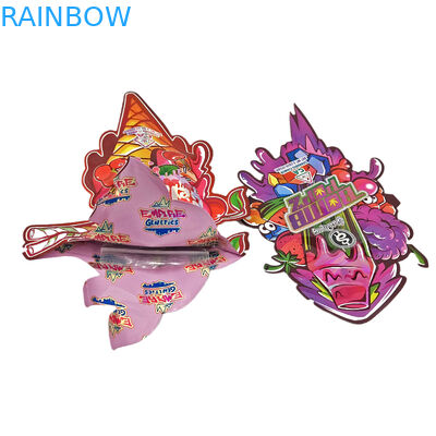 Plastico disegno personalizzato con forma speciale imballaggio stampato foglio ologramma caramelle a prova di bambino sacchetti Mylar Die Cut