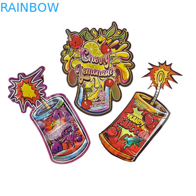 Custom 3.5g Holographic Die Cut Mylar Bags con confezione a forma irregolare con cerniera a prova di odore con confezione in plastica