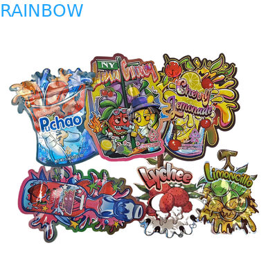 Sacchetti di stampa digitale personalizzati Imballaggio Foglio olografico a taglio speciale a forma di ziplock Plastico Mylar 3,5 g Sacchetti a taglio a taglio