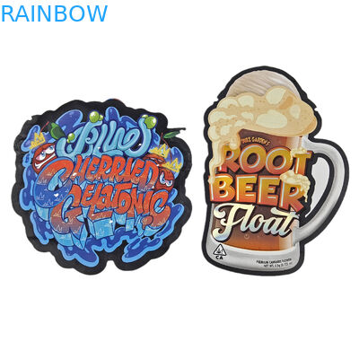 Imballaggio in plastica a prova di bambini a forma irregolare con cerniera a 3,5 g di grado alimentare