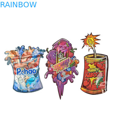 Borsa di foglio di ziplock 3.5g 7g 14g Forma speciale Imballaggio personalizzato Acqua a prova di odore Borsa Mylar a taglio stampato