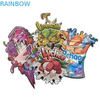 3.5g 7g Stampati su misura con taglio speciale a stampo a stampo irregolare Sacchetti Mylar a forma irregolare a prova di odore con cerniera Imballaggio snack Sacchetti Mylar