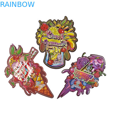 Sacchetti Mylar a forma con logo personalizzato stampato Holografo irregolare Ziplock antiodore 3.5g 7g 14g 28g Borse per snack