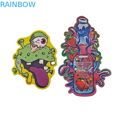 Imballaggio a forma irregolare Disegno personalizzato con foglio olografico a ziplock 3.5g a prova di odore Sacchetti Mylar a taglio stampato