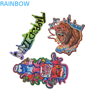 Imballaggio a forma irregolare Disegno personalizzato con foglio olografico a ziplock 3.5g a prova di odore Sacchetti Mylar a taglio stampato