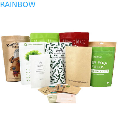Eco-Friendly Logo personalizzato 100g 250g Tea Coffee Bag Bag Packaging Bag Carta Kraft riciclabile Stand Up Bag