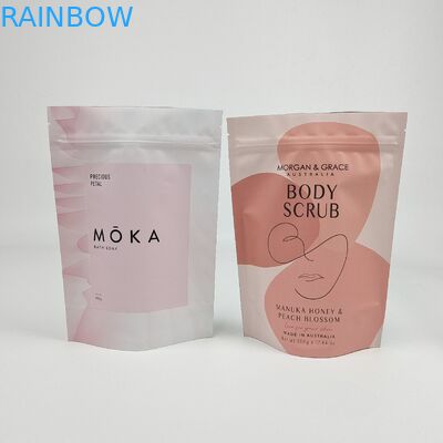 Baglietti di imballaggio stampati di alta qualità di gomma per il corpo di plastica di alluminio carta di cartone zipper personalizzato sacchetti stand up per sale da bagno