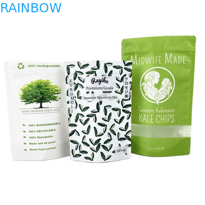 Logo personalizzato 100% carta kraft biodegradabile sacchetti ricapsulabili per alimenti polvere noci commestibili imballaggio sacchetto di tè sottile vuoto